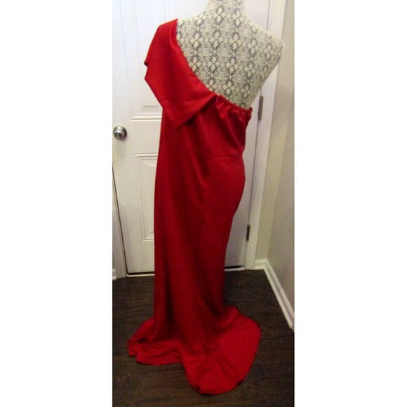 Asvivid Dress NWT Red Off The Shoulder One Sleeve Slit Maxi Party Evening Sz 2XL - Picture 4 of 5